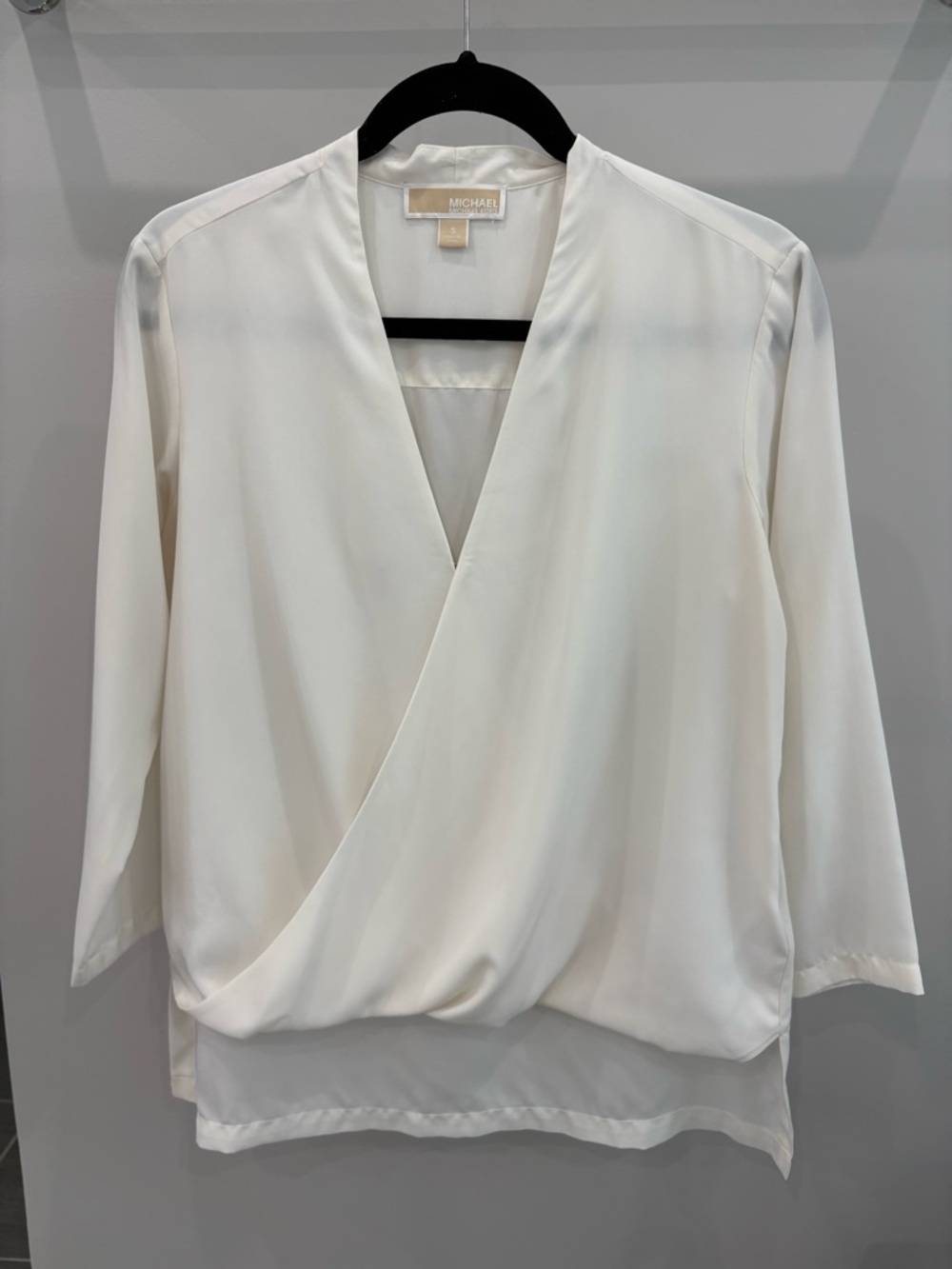 Michael Kors Cream Wrap-Front Blouse